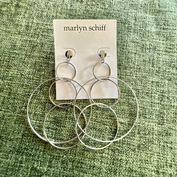 Marlyn Schiff Multi Hoop Silver Drop Earrings NEW - Picture 3 of 6